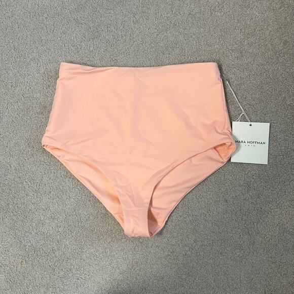 NWT Mara Hoffman Lydia Pink Bikini Bottom High Rise Swim Surf Paddle Size M - Picture 2 of 5